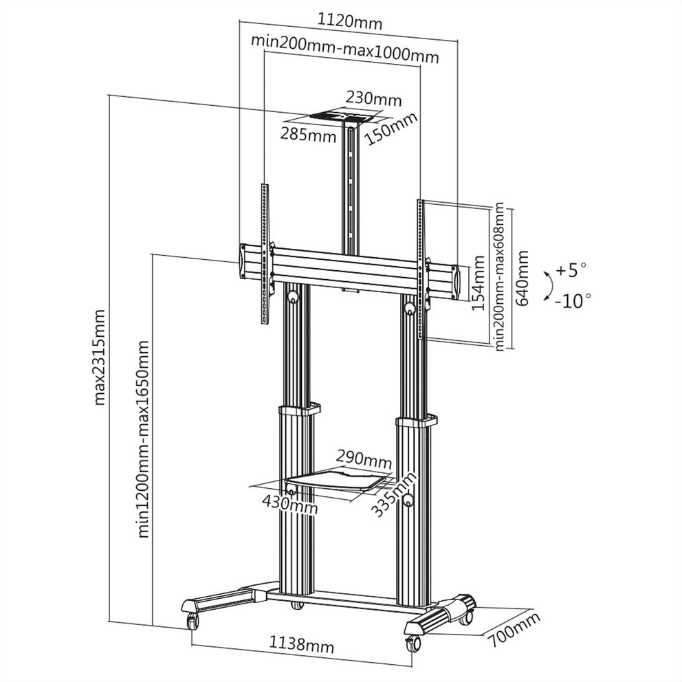 Dimensioni carrello con ruote RO17031261